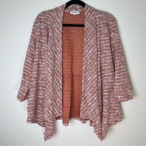 Westport | Orange & Cream Tweed-Look Open-Front Cardigan | Large